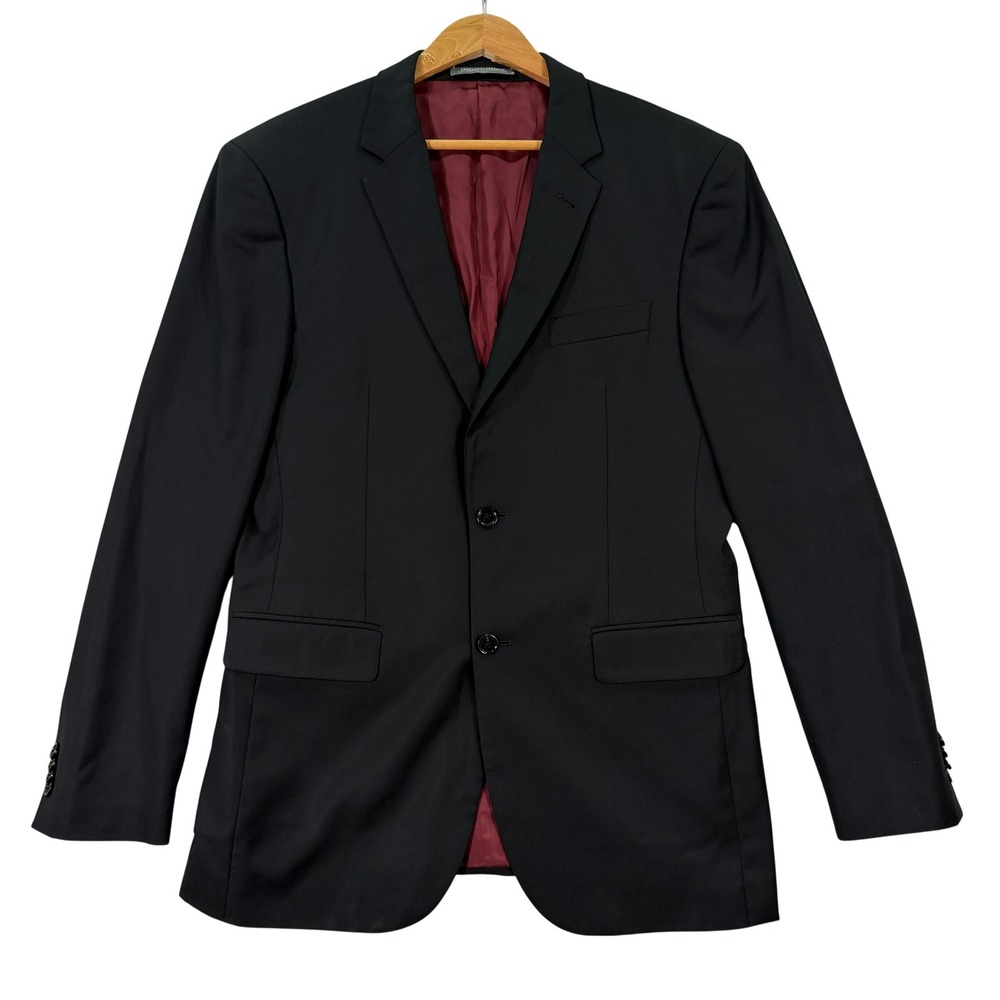 Indochino Mens Bespoke 40L Suit Jacket Blazer Black Wool 2-Button Sport Coat EUC